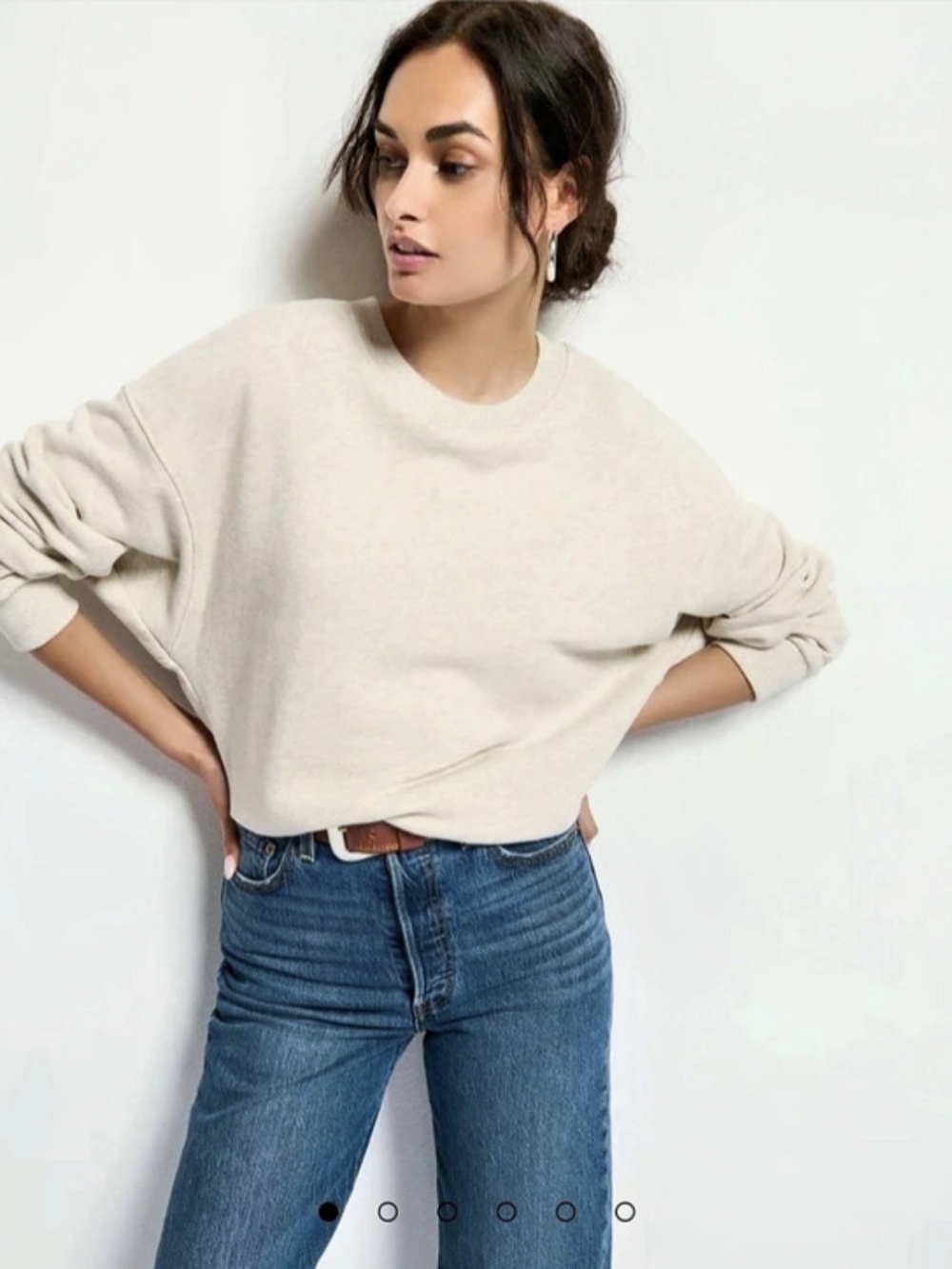 NWT 100Nation LTD The Classic Sweatshirt Crewneck Sweatshirt in Cream XL NWT